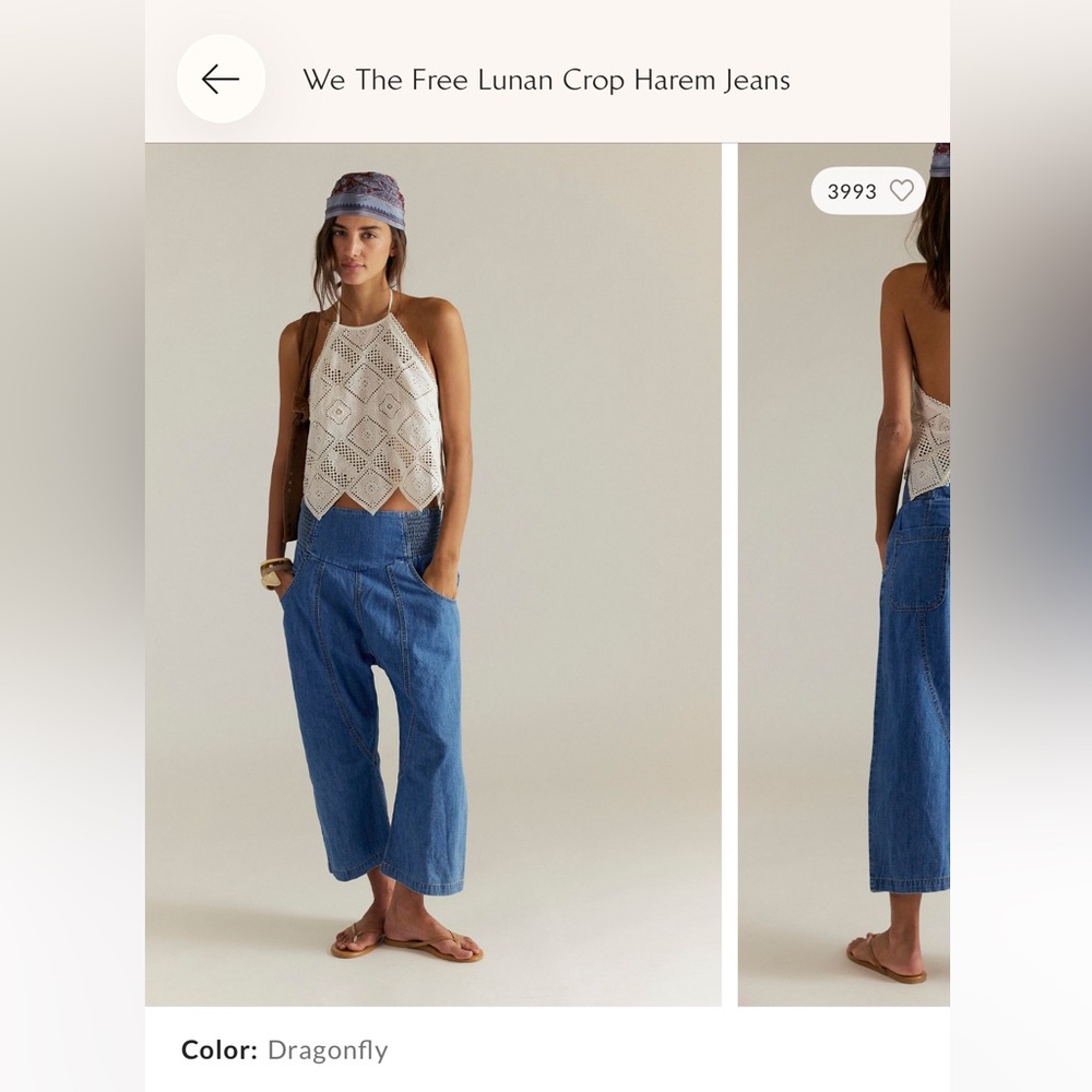 We The Free Lunan Crop Haren Pants in Dragonfly blue NWT! Size Small